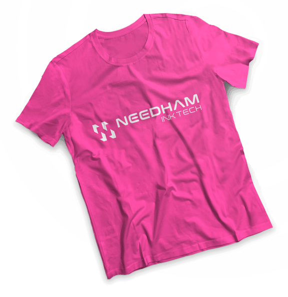 Needham Ink Tech printed onto magenta pink t shirt using dye sublimation ink